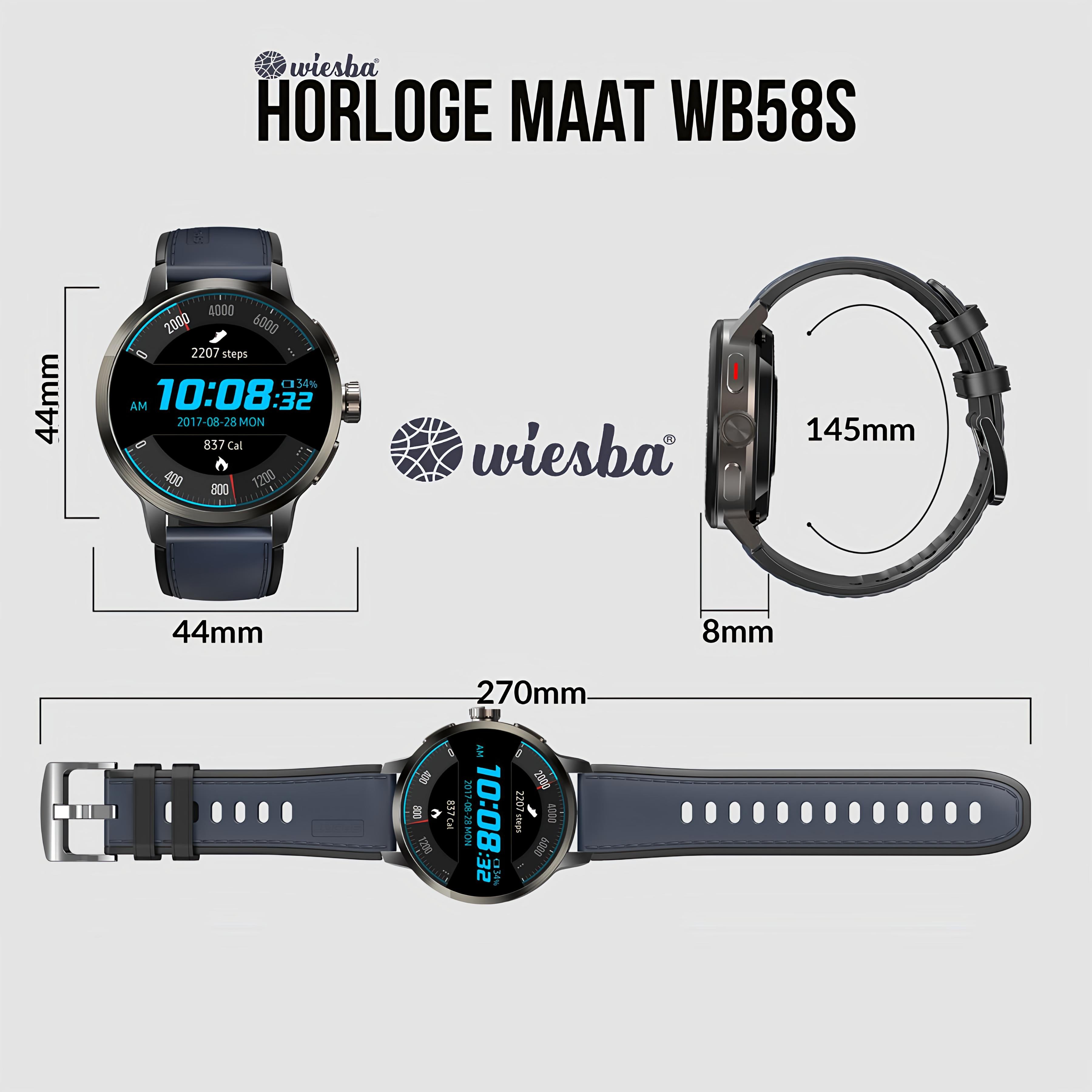 Wiesba WB58S - Montre GPS Senior - Montre Connectée pour Personnes Âgées - Alarmes Personnelles - Montre Alarme Personnes Âgées - Montre GPS Alzheimer - Détection de Chute