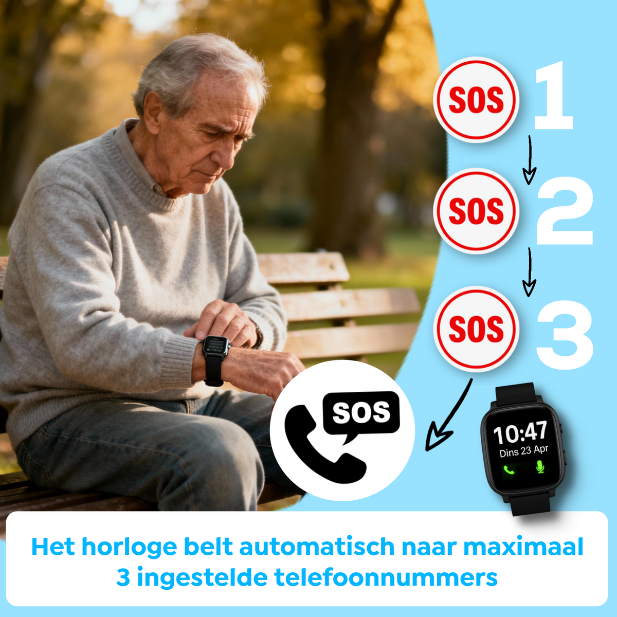Montre Connectée GPS WB5S - Montre GPS Senior - Montre Connectée pour Personnes Âgées - Montre Alarme Personnes Âgées - Montre GPS Alzheimer - Détection de Chute